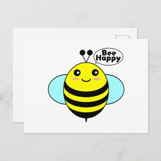 Bee Happy 3 Briefkaart (Voorkant / Achterkant)