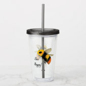 Bee Happy Acrylic Tumbler Acryl Drinkbeker (Voorkant)