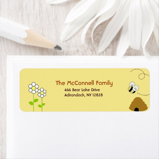 Bee Happy AFDRUKBARE ADRESETIKETTEN Etiket (Insitu)