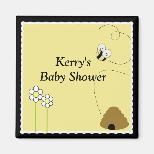 BEE HAPPY Baby shower Favor Magnet (Voorkant)