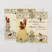 Bee Happy , Baby shower Uitnodiging (Voorkant / Achterkant)