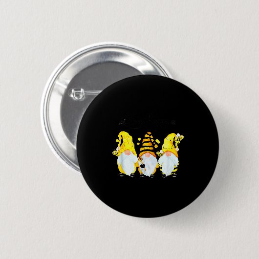 Bee Happy Bee Gnome Spring  Ronde Button 5,7 Cm (Voorkant /achterkant)
