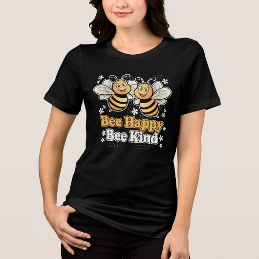 Bee Happy Bee Kind Schattige ontwerp Tri-Blend Shirt (Voorkant)