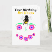 Bee Happy Birthday kaart aanpassen (Voorkant)