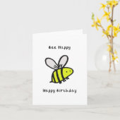 Bee Happy Birthday-kaart Kaart (Gele Bloem)