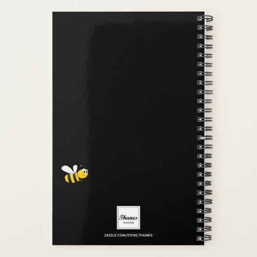 Bee Happy Black Leuke Bumble Bijen Monogram 2025 Planner (Achterkant)