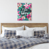 Bee Happy Blossom Floral Art Canvas Afdruk (Insitu (Slaapkamer))
