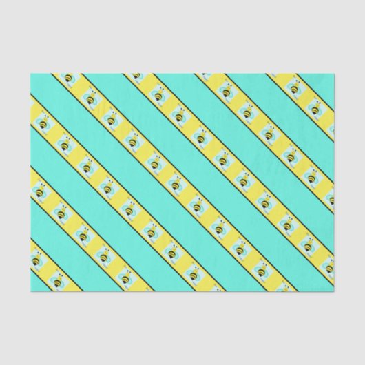 "Bee Happy" Blue Bands Tissuepapier (Voorkant)