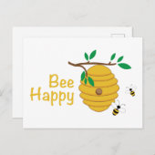 Bee Happy Briefkaart (Voorkant / Achterkant)