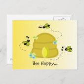 Bee Happy Briefkaart (Voorkant / Achterkant)