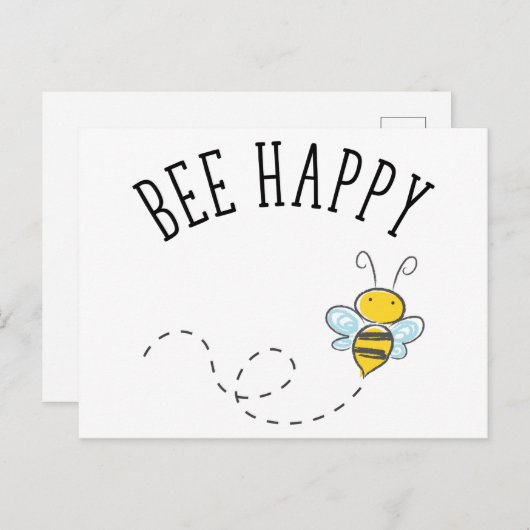 Bee Happy Briefkaart (Voorkant / Achterkant)