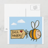 Bee Happy Briefkaart (Voorkant / Achterkant)