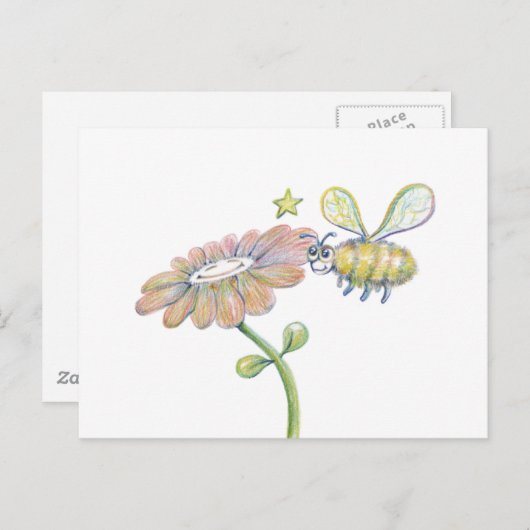 Bee Happy Briefkaart (Voorkant / Achterkant)