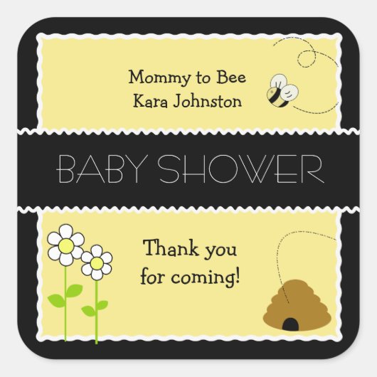 Bee Happy Bumble Bee #2 SQUARE Favor Sticker (Voorkant)