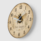 Bee Happy Bumble Bee Grote Klok (Hoek)