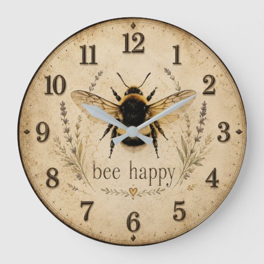 Bee Happy Bumble Bee Grote Klok (Voorkant)