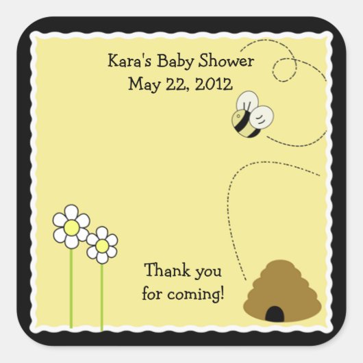 Bee Happy Bumble Bee SQUARE Favor Sticker (Voorkant)