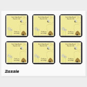 Bee Happy Bumble Bee SQUARE Favor Sticker (Vel)