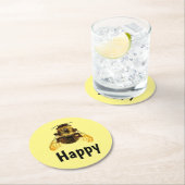 Bee Happy BumbleBee Leuke Fotografische Ronde Kartonnen Onderzetter (Insitu)