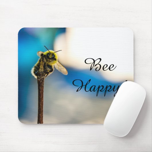 Bee Happy Bumblebee Mousepad Muismat (Met muis)