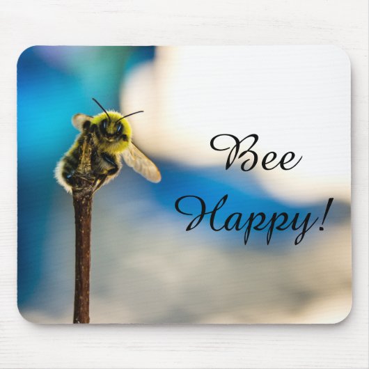 Bee Happy Bumblebee Mousepad Muismat (Voorkant)