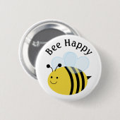 Bee Happy Bumblebee Ronde Button 5,7 Cm (Voorkant /achterkant)