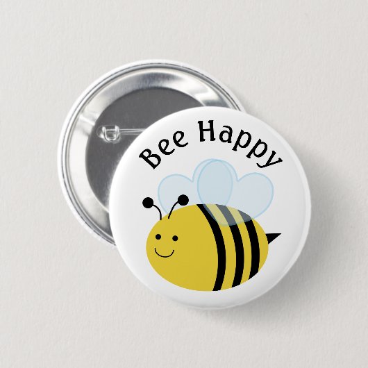 Bee Happy Bumblebee Ronde Button 5,7 Cm (Voorkant /achterkant)