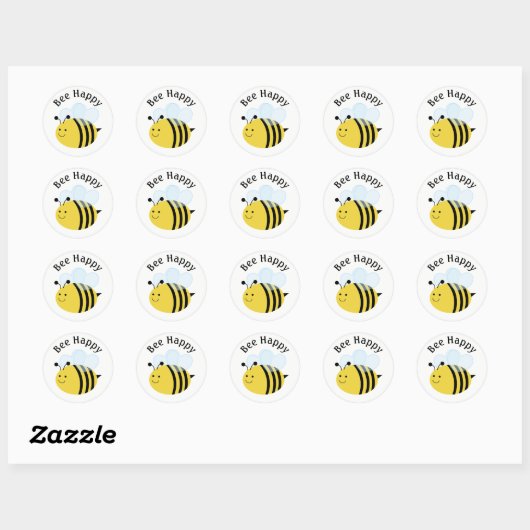 Bee Happy Bumblebee Ronde Sticker (Vel)