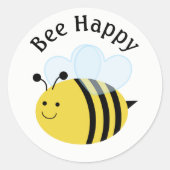 Bee Happy Bumblebee Ronde Sticker (Voorkant)