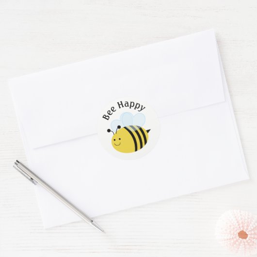 Bee Happy Bumblebee Ronde Sticker (Envelop)