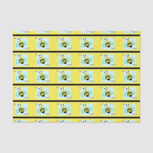 "Bee Happy Bumblebee Tissue Paper Tissuepapier (Voorkant)
