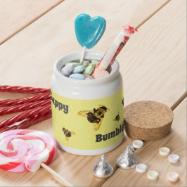 Bee Happy Bumblebees Geel Candy Jar Porseleinen Snoeppot