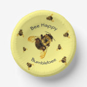 Bee Happy Bumblebees Geel Papieren Kommen (Voorkant)