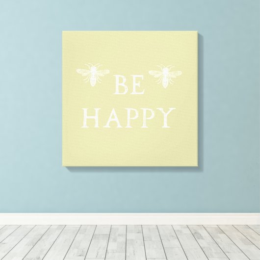 Bee Happy Canvas Afdruk (Insitu (Houten vloer))