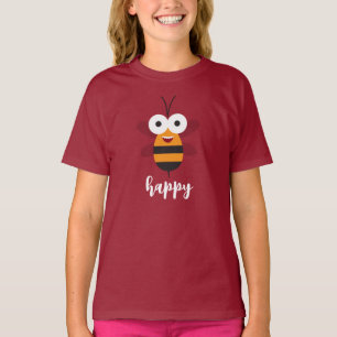 Bee Happy Cartoon Honey Bee Funny Schattige Meisje T-shirt