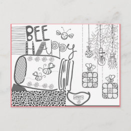 Bee Happy Coloring Briefkaart
