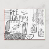 Bee Happy Coloring Briefkaart (Voorkant)