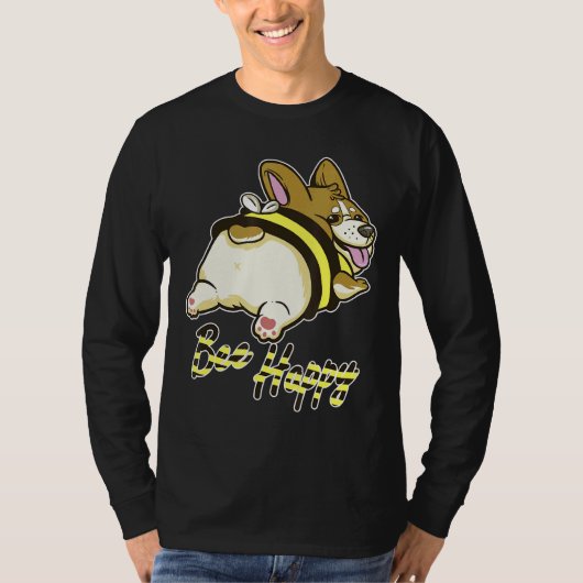 Bee Happy Corgi With Bee Costume T-shirt (Voorkant)