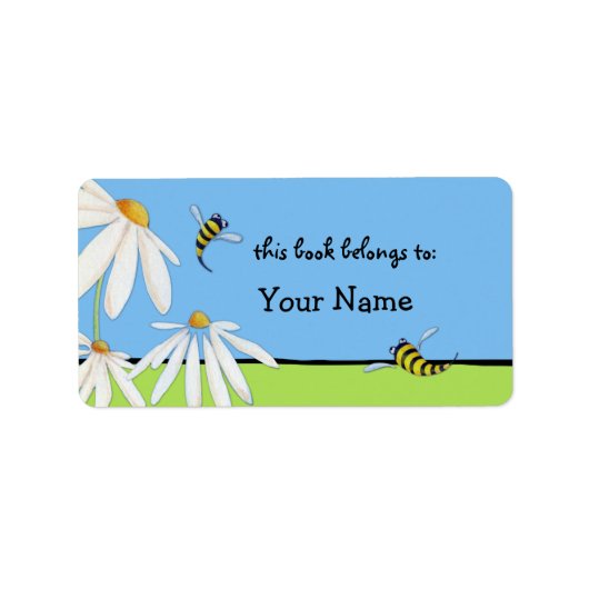 Bee Happy Daisies Bookplate Label (Voorkant)