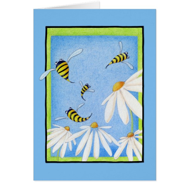 Bee Happy Daisies-briefkaart (Voorkant)