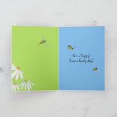 Bee Happy Daisies Verjaardag Kaart (Binnen)