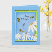 Bee Happy Daisies Verjaardag Kaart (Gele Bloem)