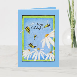 Bee Happy Daisies Verjaardag Kaart