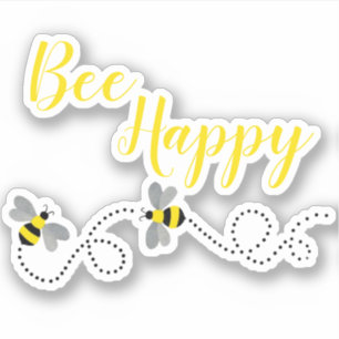 Bee Happy   Eigen vinylsticker Sticker