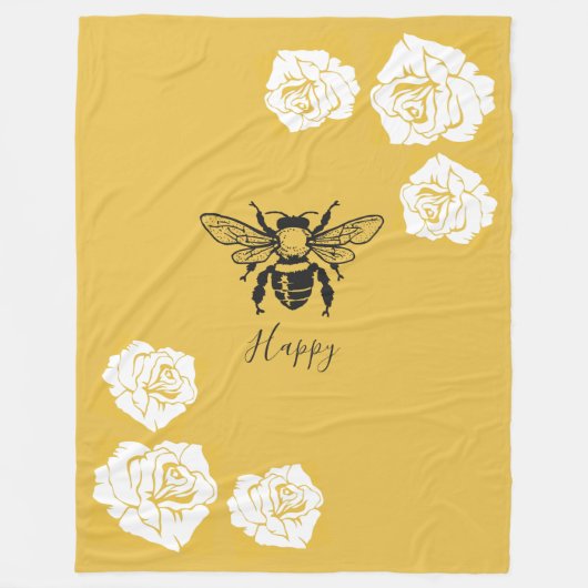 Bee Happy Fleece Blanket (Voorkant)