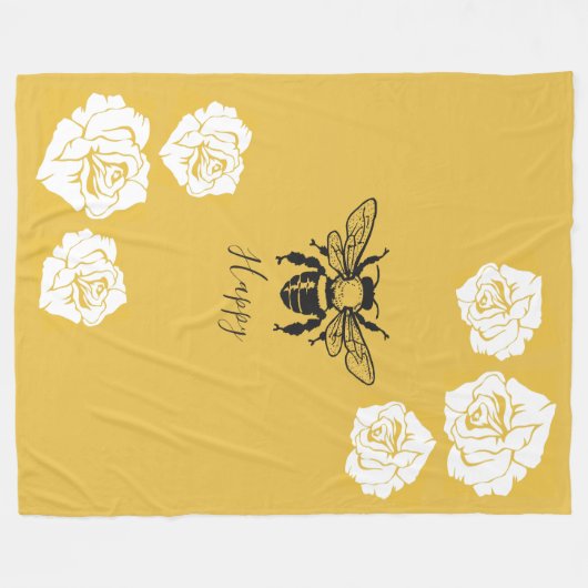 Bee Happy Fleece Blanket (Voorkant (Horizontaal))
