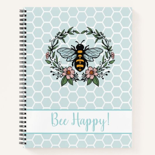Bee Happy Floral Notitieboek (Voorkant)