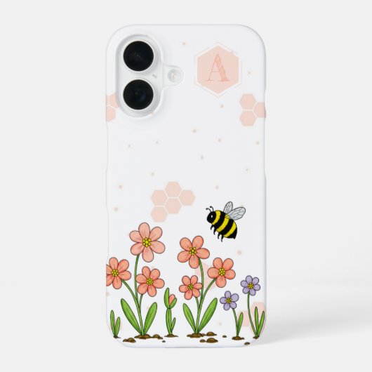 Bee Happy Garden iPhone 16 Hoesje (Achterkant)
