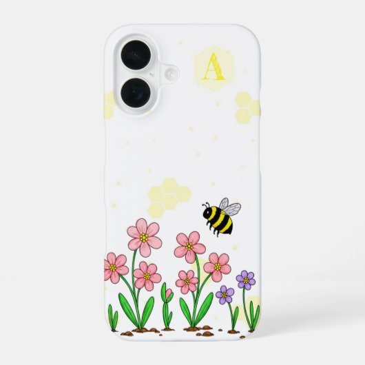 Bee Happy Garden iPhone 16 Hoesje (Achterkant)