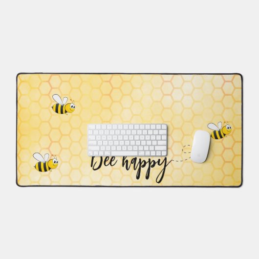 Bee happy gele honingraat bureaumat (Keyboard & Muis)